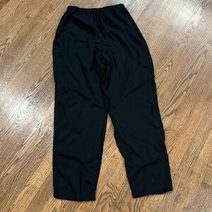Vintage black elastic waist pants with satin stripe